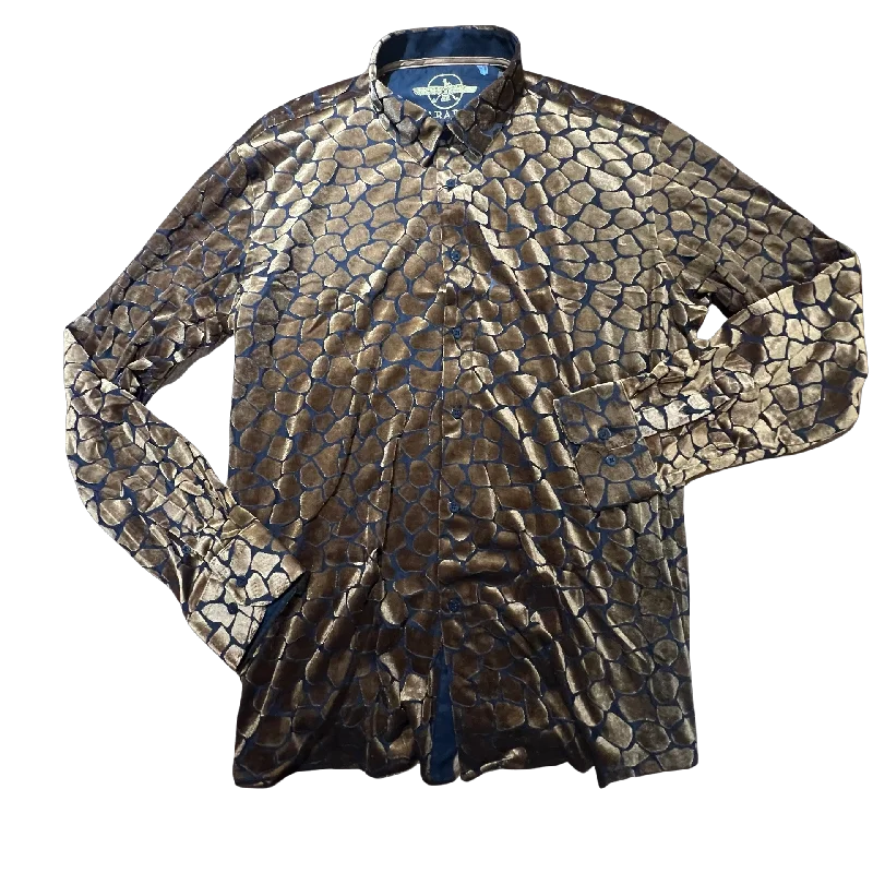 Barabas Rock Formation Velvet Button Up Shirt