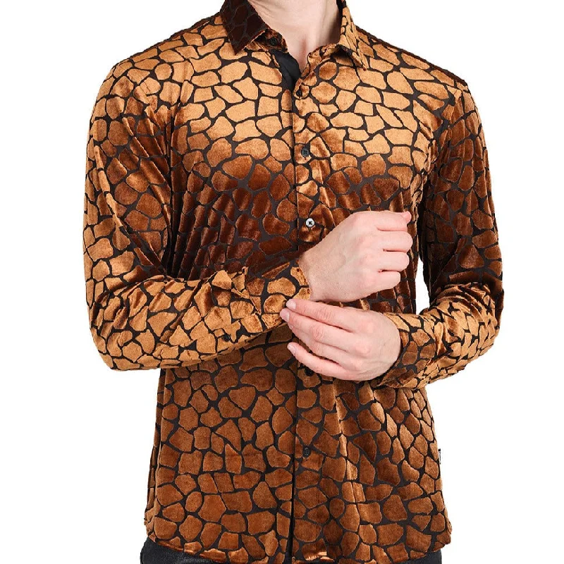 Barabas Rock Formation Velvet Button Up Shirt