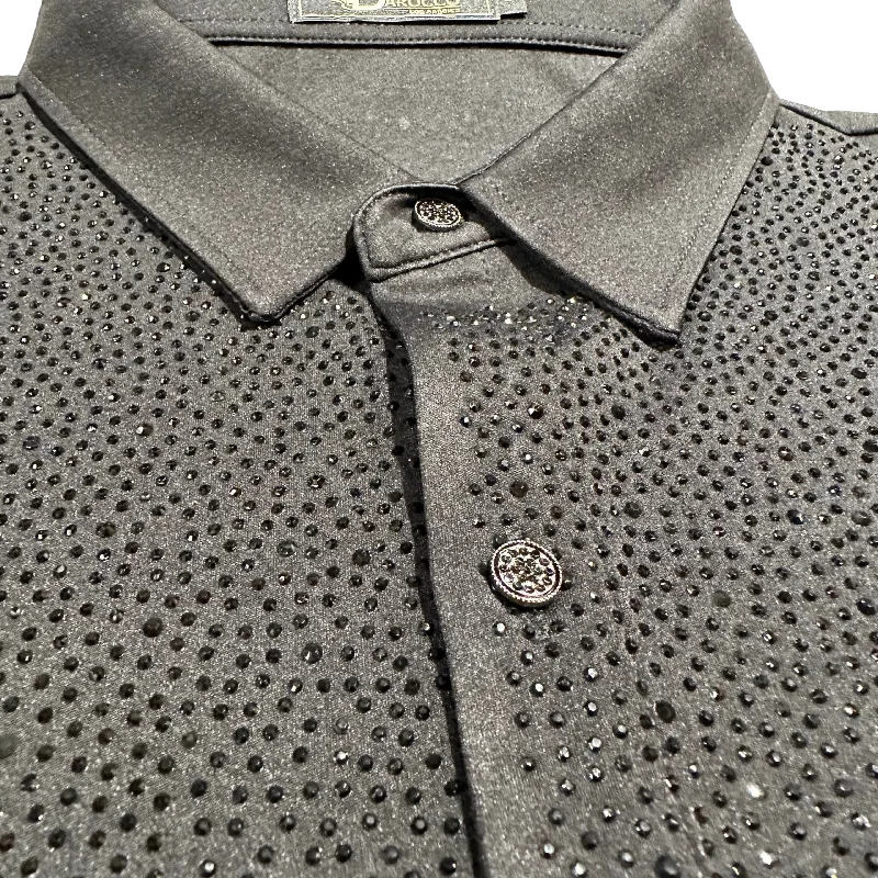 Barocco Black/Black All Over Crystal Button Up Shirt