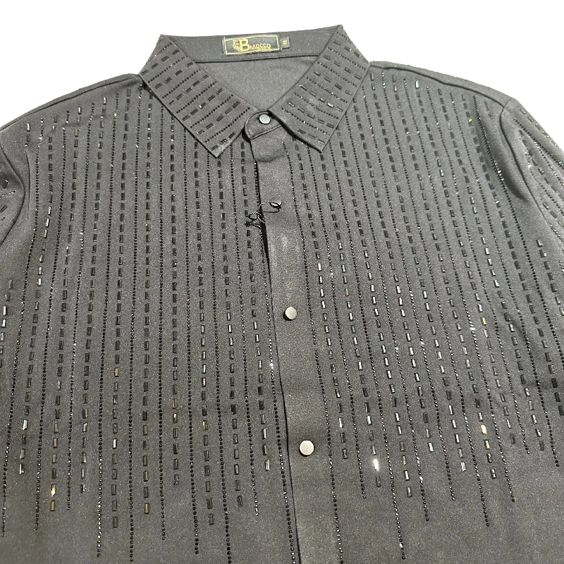 Barocco Black/Black Crystal Rain Button Up Shirt