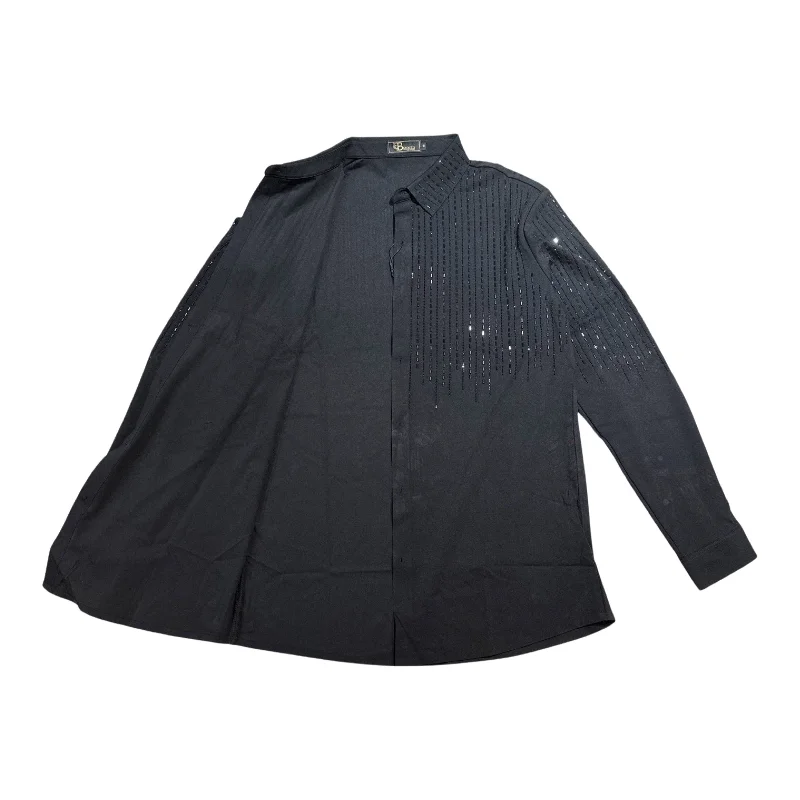 Barocco Black/Black Crystal Rain Button Up Shirt