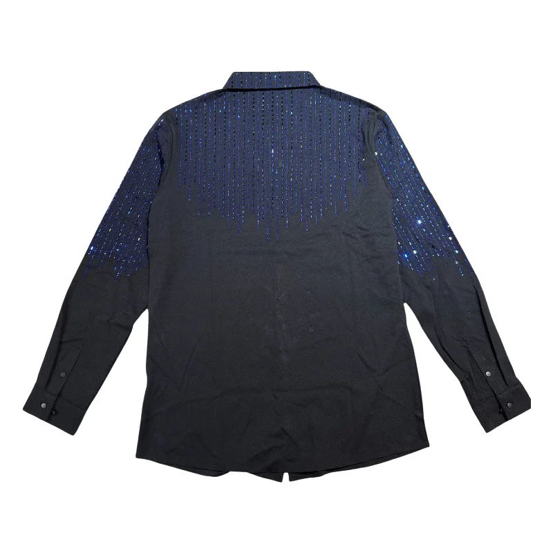 Barocco Black/Blue Crystal Rain Button Up Shirt