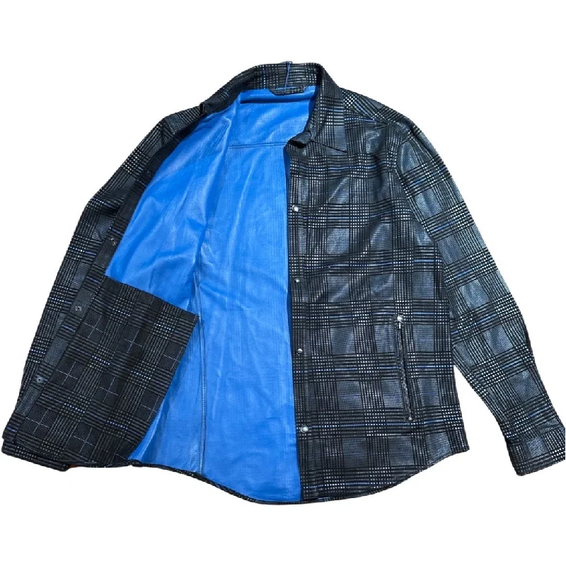 Barya NewYork Blue & Black Suede Lambskin Shirt