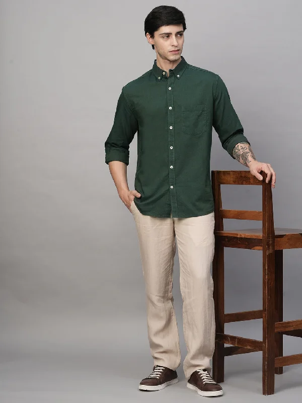 Men's Oxford  Olive Cotton Regular Fit Shirt