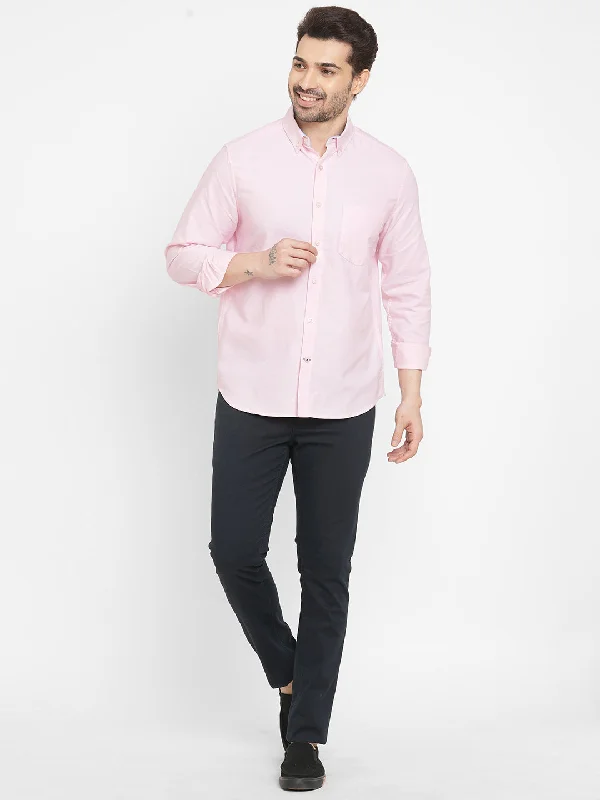 Men's Oxford Pink Cotton Regular Fit Shirt