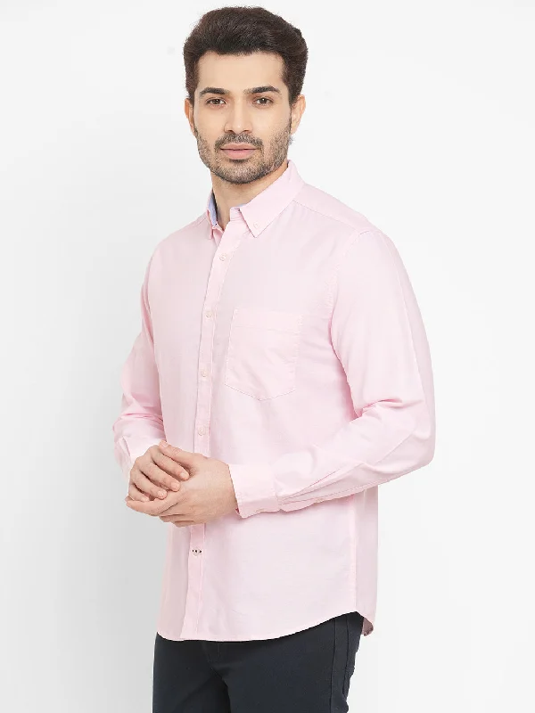 Men's Oxford Pink Cotton Regular Fit Shirt