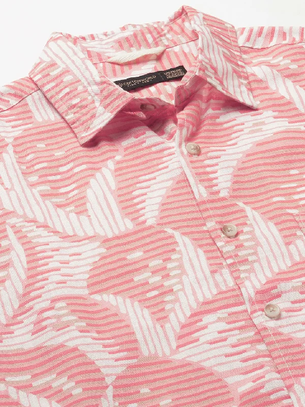 Men's Pink Lyocell Linen Regular Fit Shirt