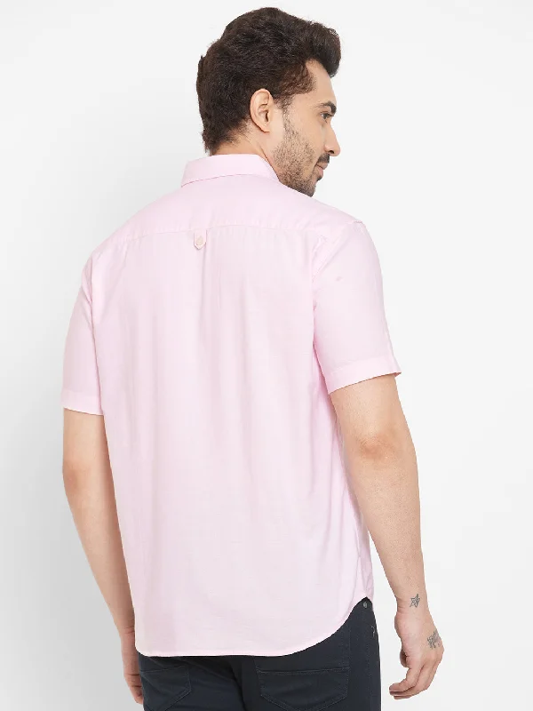 Men's Pink Oxford Cotton Regular Fit Shirts