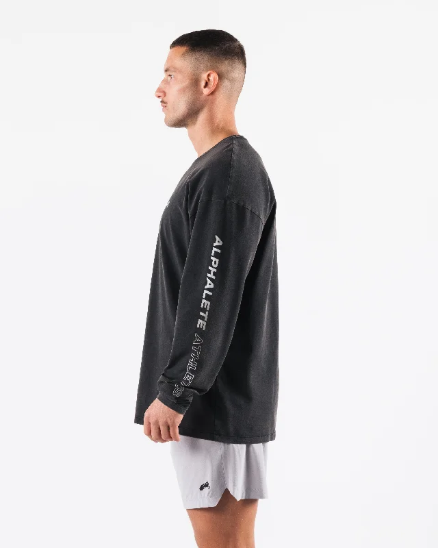 Breathe More LS Tee - Washed Black