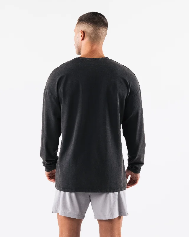 Breathe More LS Tee - Washed Black