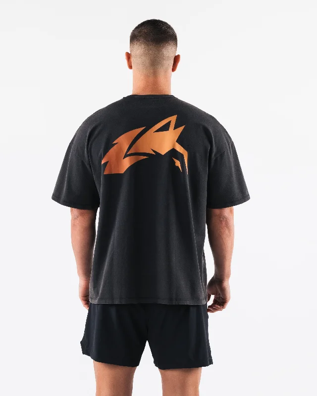 Breathe More Tee - Washed Black / Orange