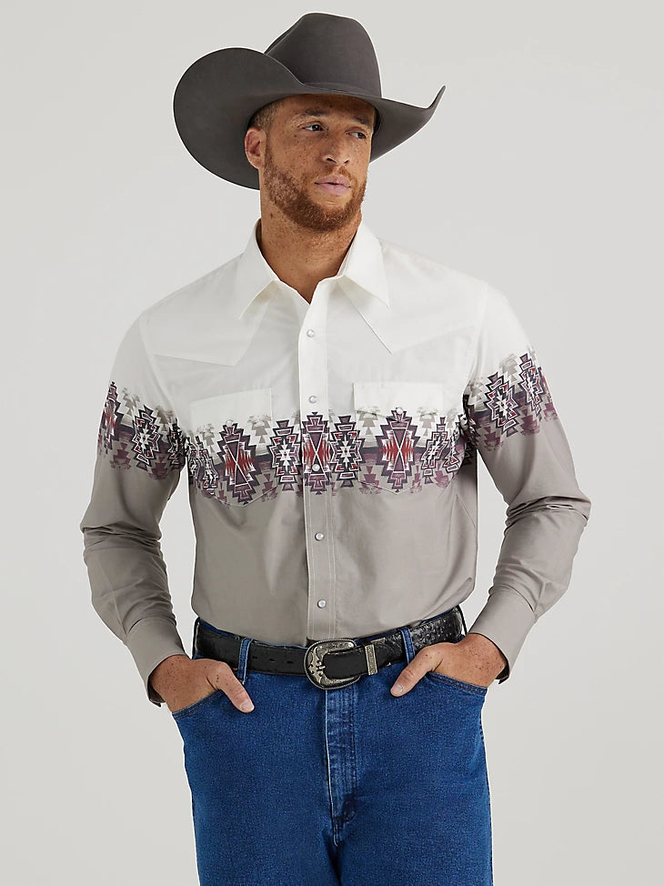 MENS WRANGLER CHECOTAH GREY SHIRT