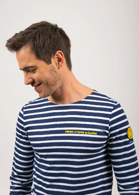 Minquiers Smiley sailor striped shirt - SAINT JAMES x Smiley (MARINE/NEIGE)