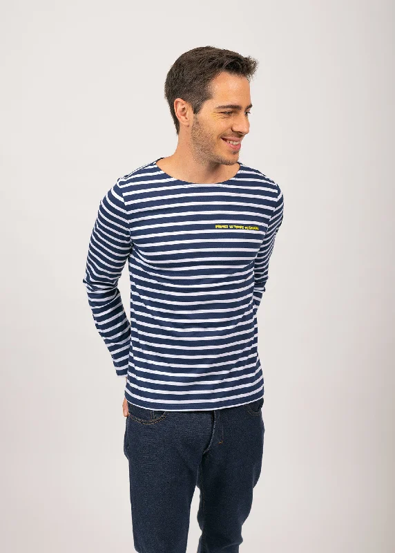 Minquiers Smiley sailor striped shirt - SAINT JAMES x Smiley (MARINE/NEIGE)