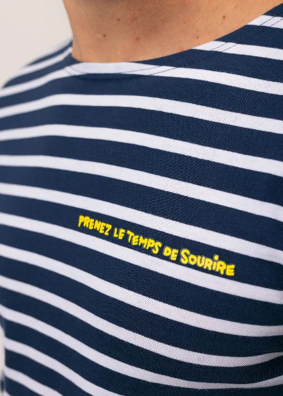 Minquiers Smiley sailor striped shirt - SAINT JAMES x Smiley (MARINE/NEIGE)