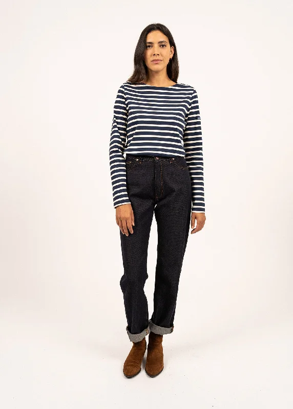 Minquilock iconic sailor striped shirt - in interlock (MARINE/ECRU)