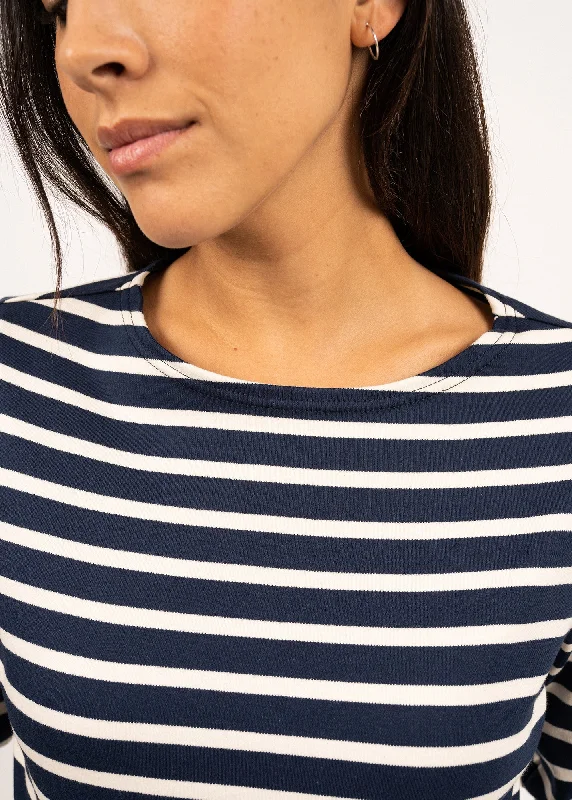 Minquilock iconic sailor striped shirt - in interlock (MARINE/ECRU)