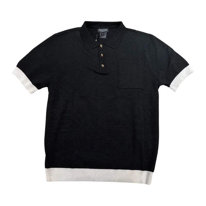 Prestige Classic Black Knit Button Polo Shirt