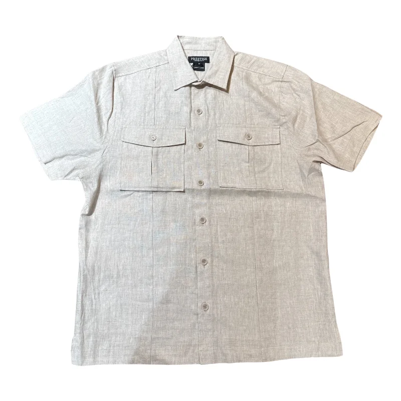 Prestige Oatmeal Double Pocket Button Up Linen Shirt