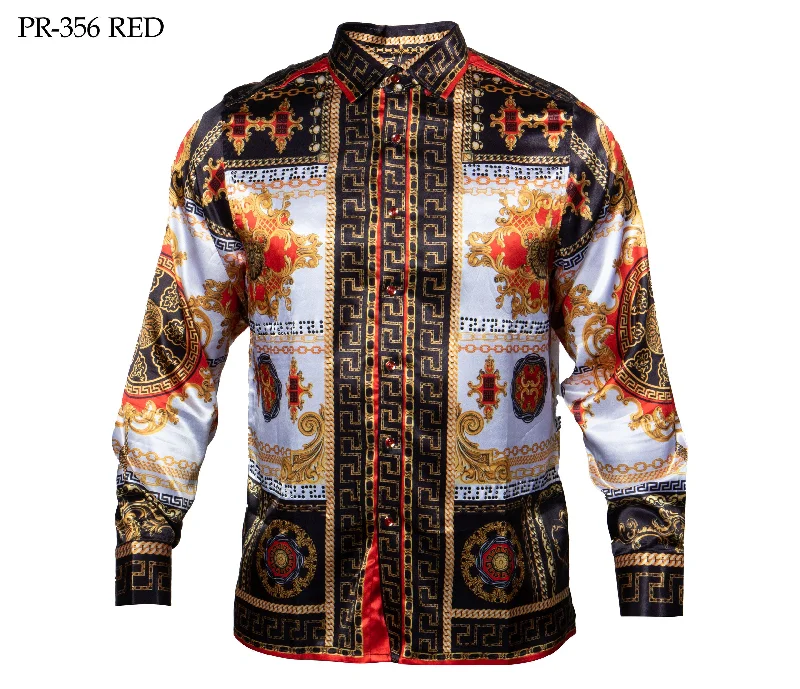 Prestige Red Gold Crystal Monarch Button Up Shirt