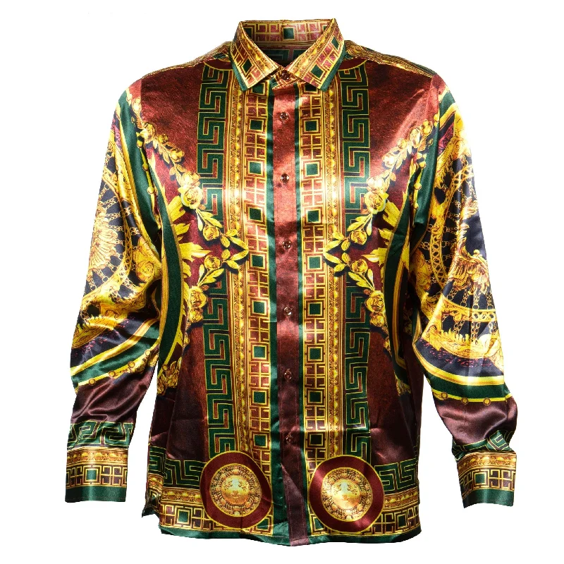 Prestige Wine Power Greek Key Button Up Shirt