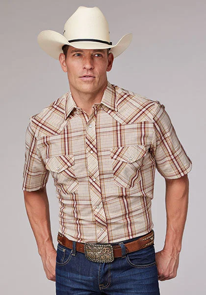 Roper Men's S/S Tan Plaid Shirt