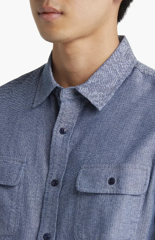 Schott NYC Herringbone Fine Pattern Button-Up Shirt