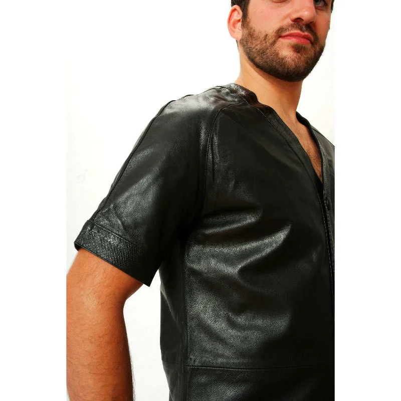 Snakeskin Baseball Jersey - Premium Nappa Sheepskin Leather with Embossed Accents