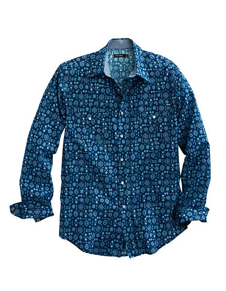 Tin Haul Men's Indigo Aztec Print Shirt