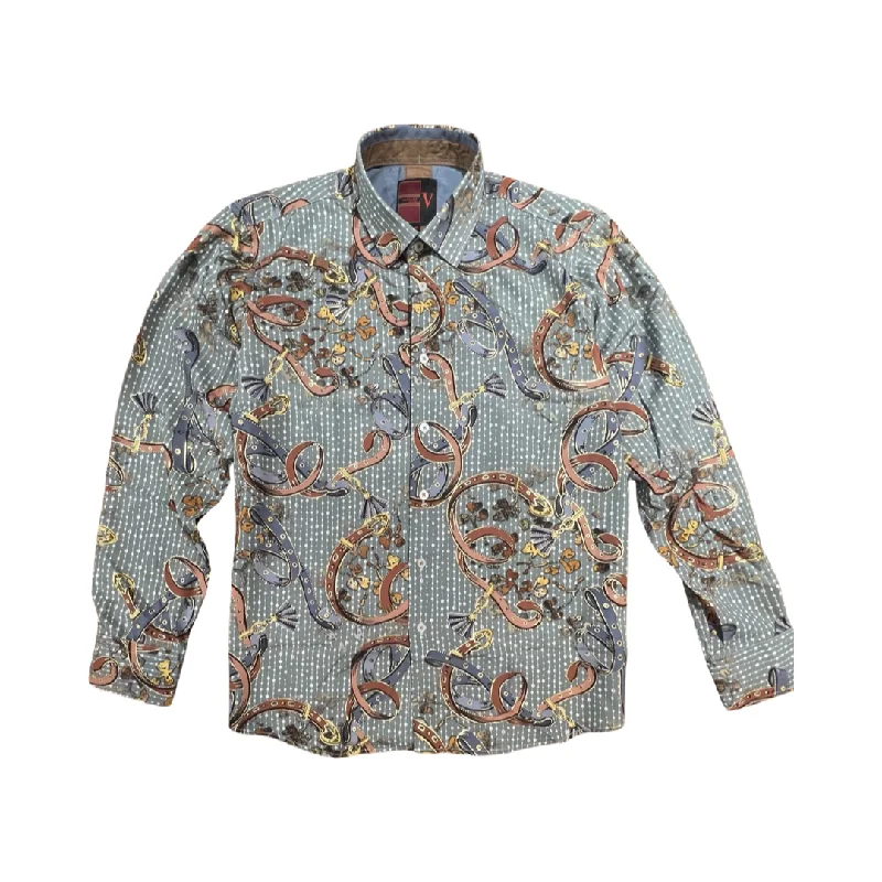 Vassari Feather Gray Island Button Up Shirt