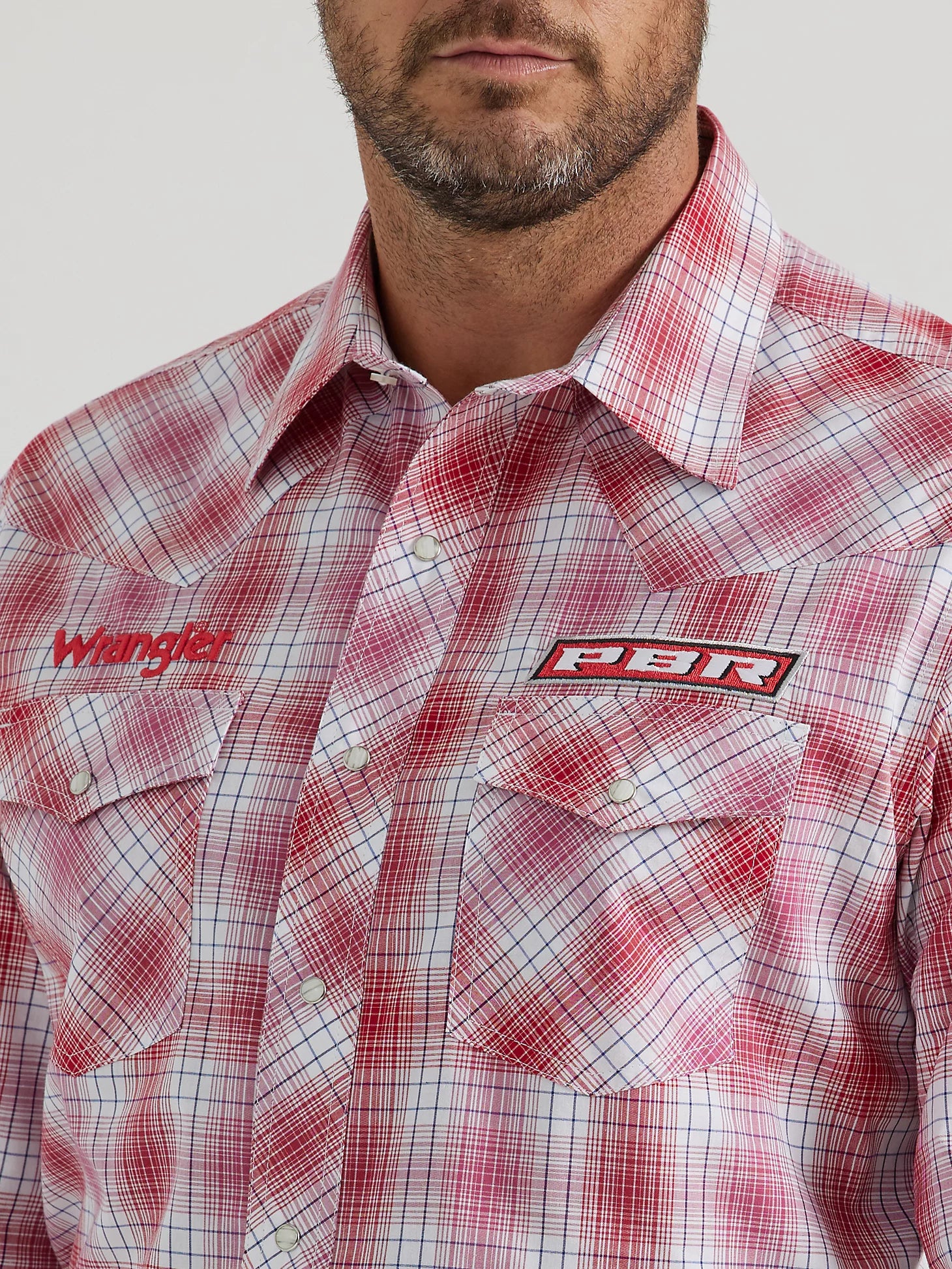 Wrangler Men's PBR Logo Plaid Shirt