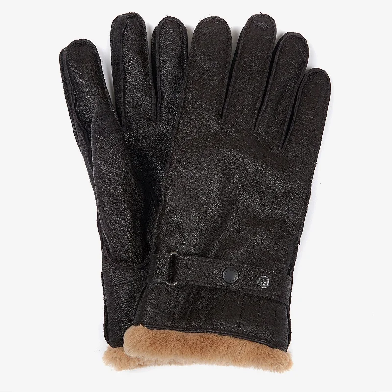 Barbour Men's Leather Utility Gloves in Brown