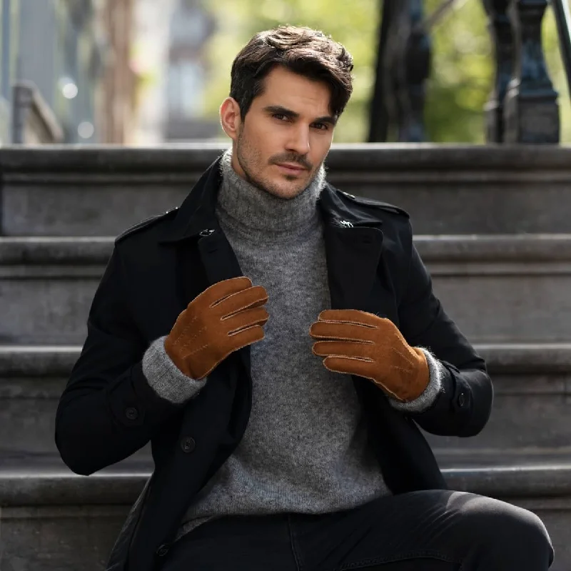 Clooney - suede leather gloves with luxurious sheep fur lining