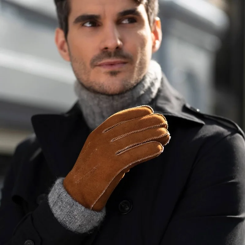 Clooney - suede leather gloves with luxurious sheep fur lining