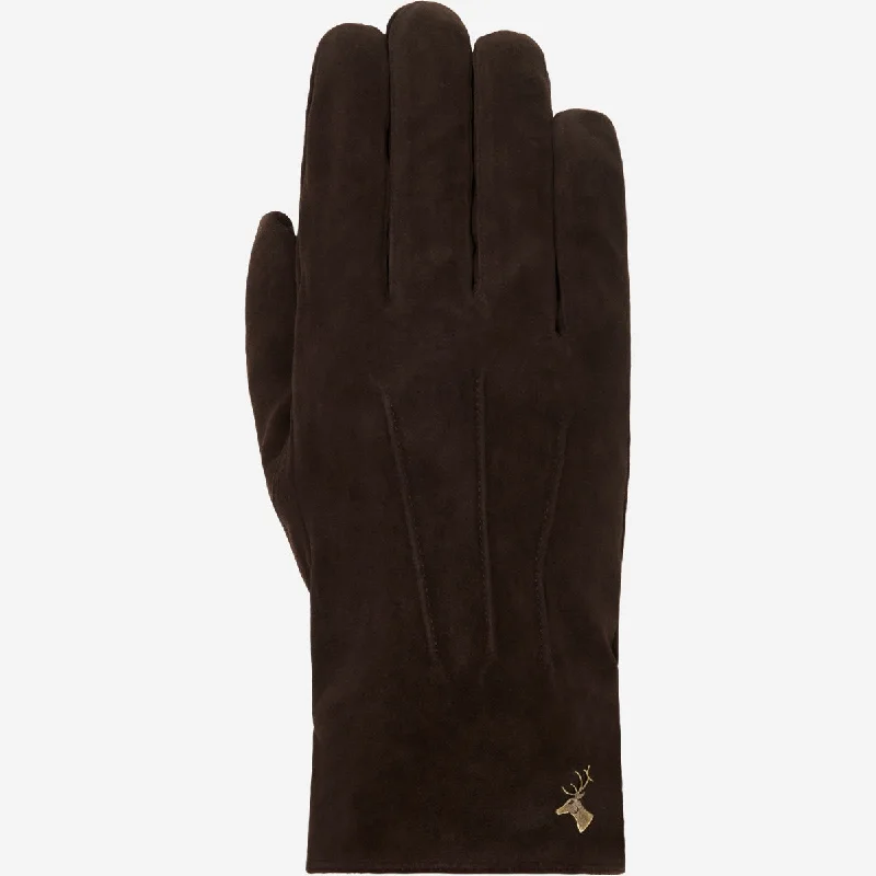 Rex (brown) - suede goatskin leather gloves with luxurious wool/cashmere lining