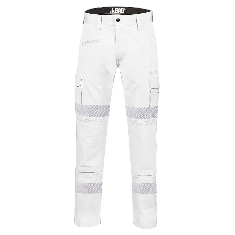 BAD ATTITUDE™ SLIM FIT WHITE NIGHT WORK PANTS WITH 3M TAPE