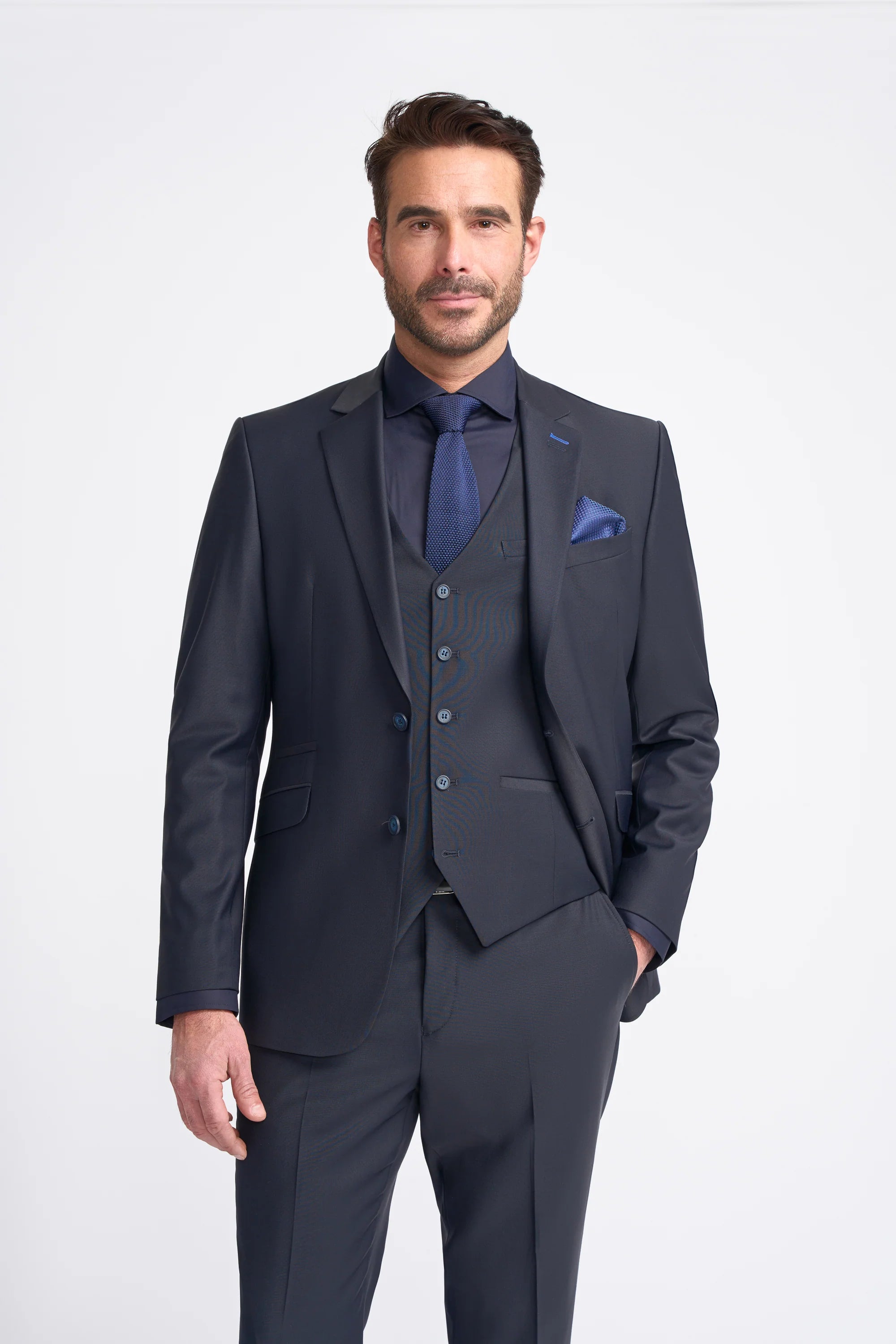 Bond - Men's Dark Navy 3 Piece Tailored Fit Suit