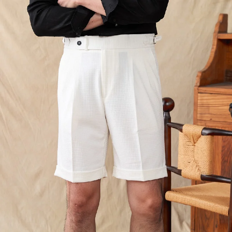 Cagliari Waffle Seersucker Pleated Bermudas