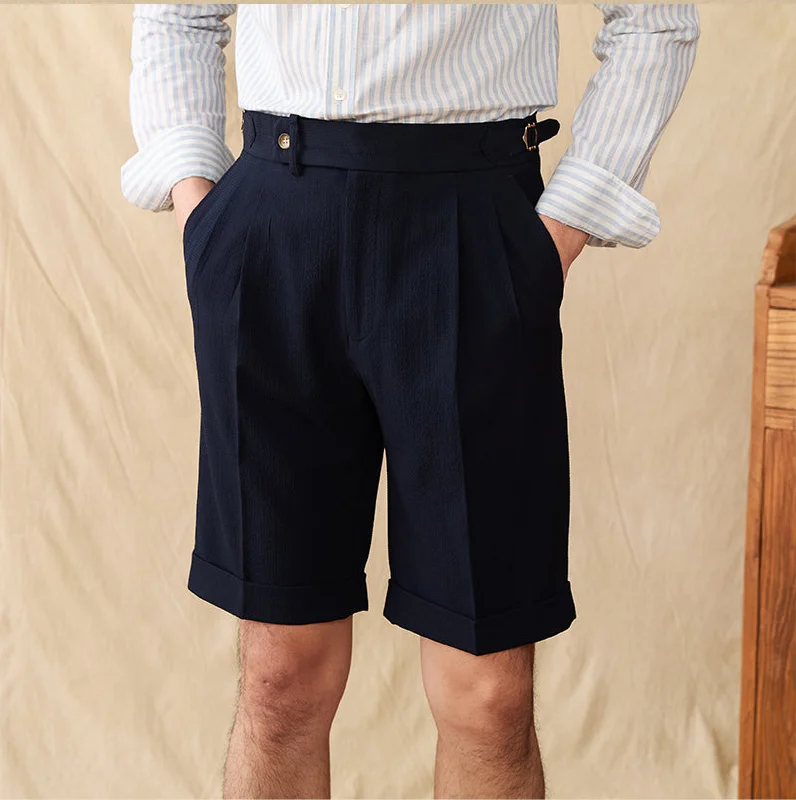 Camogli Seersucker Pleated Bermudas