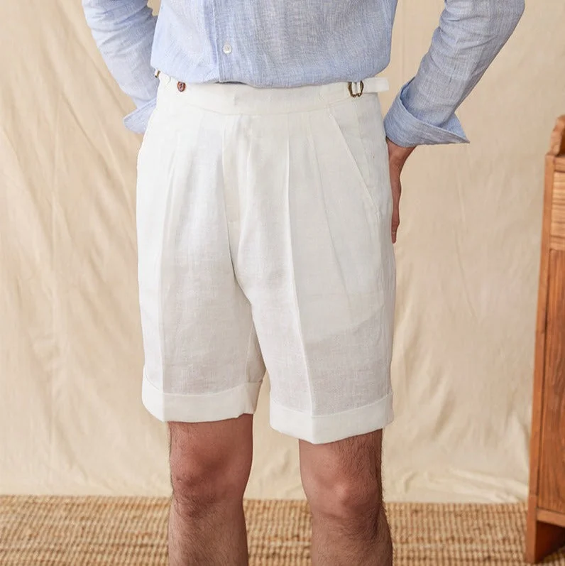 Hamptons Linen Pleated Bermudas