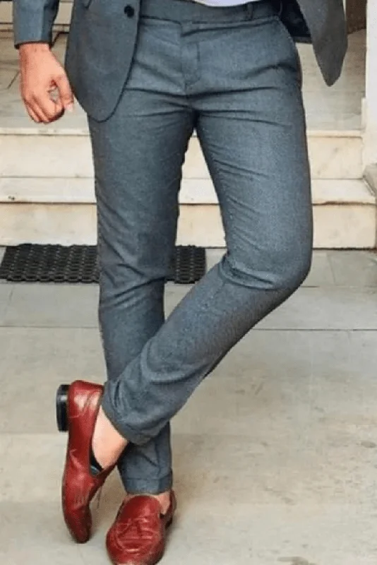 Men Elegant Grey Pant Office Formal Wear Trouser Gift for Men Grey Trousers Groomsmen Gift