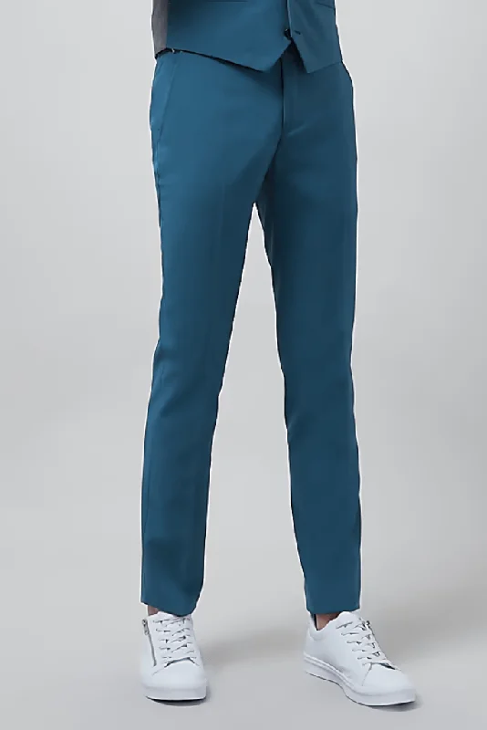 Mens Elegant Formal Pant Teal Blue Office Pant Wedding Event Formal Trouser Prom Groomsmen Wear Bespoke Tailoring