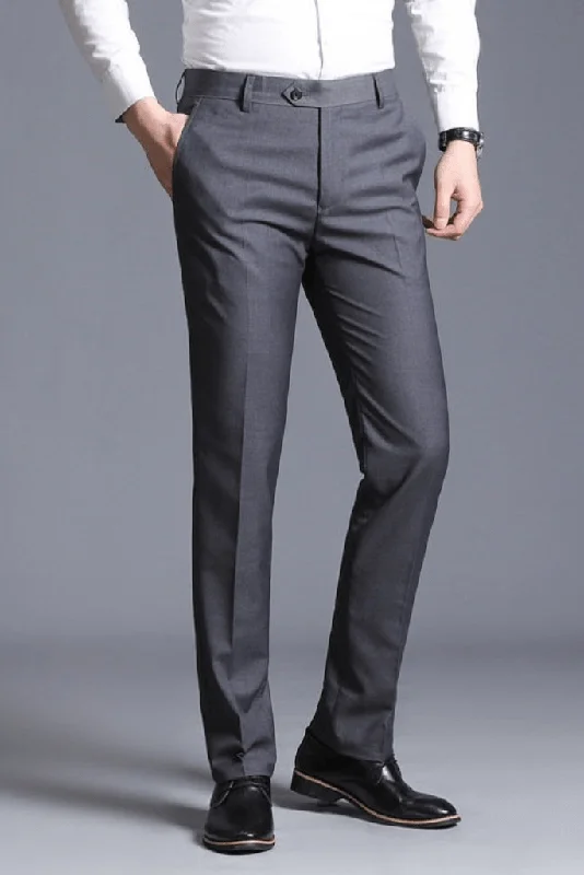 Men Pants office Grey Casual straight suit pants men's formal pants men's dress party club dress pants