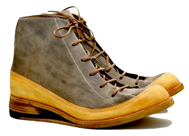 Sneaker boot  |  Hollow wedge | mustard and brown