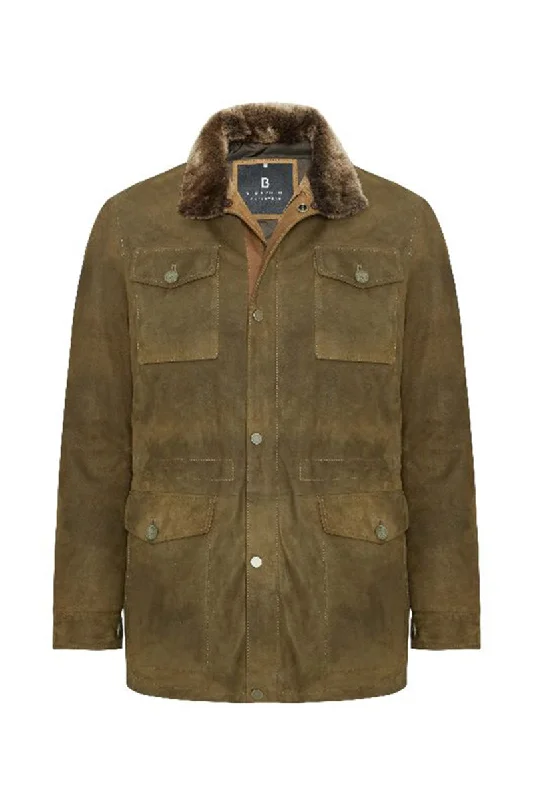 Matteo Men's Suede Padded Coat - Safari