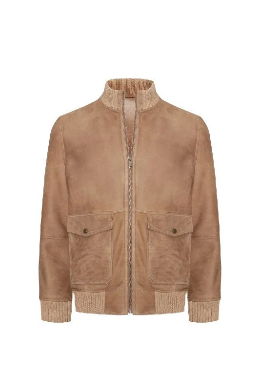 Rick Men's Shearling Bomber Jacket - Cappuccino/Beige