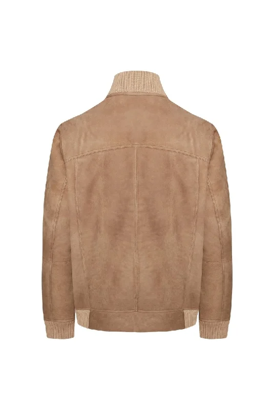 Rick Men's Shearling Bomber Jacket - Cappuccino/Beige