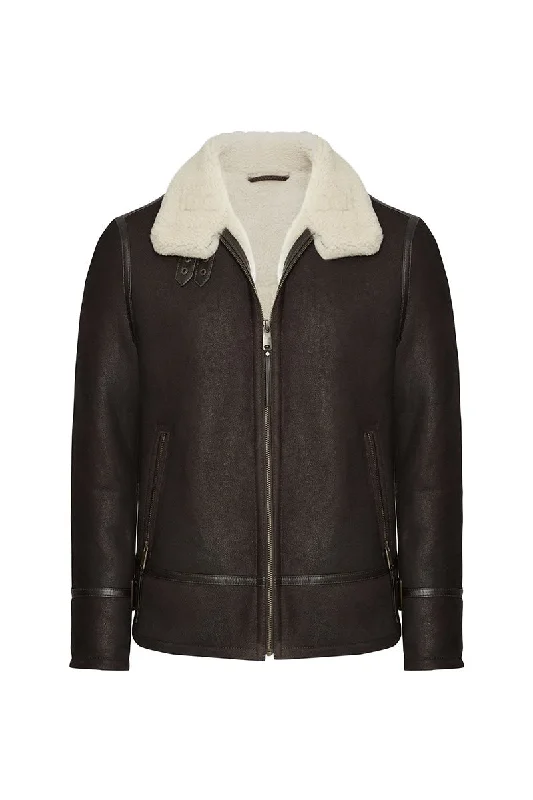 William Men's Shearling Bomber Jacket - Chocolate