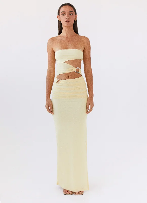 Into Pieces Mesh Maxi Dress - Lemon