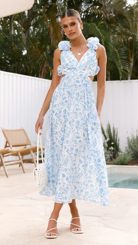 Galilhai Maxi Dress - Blue/White